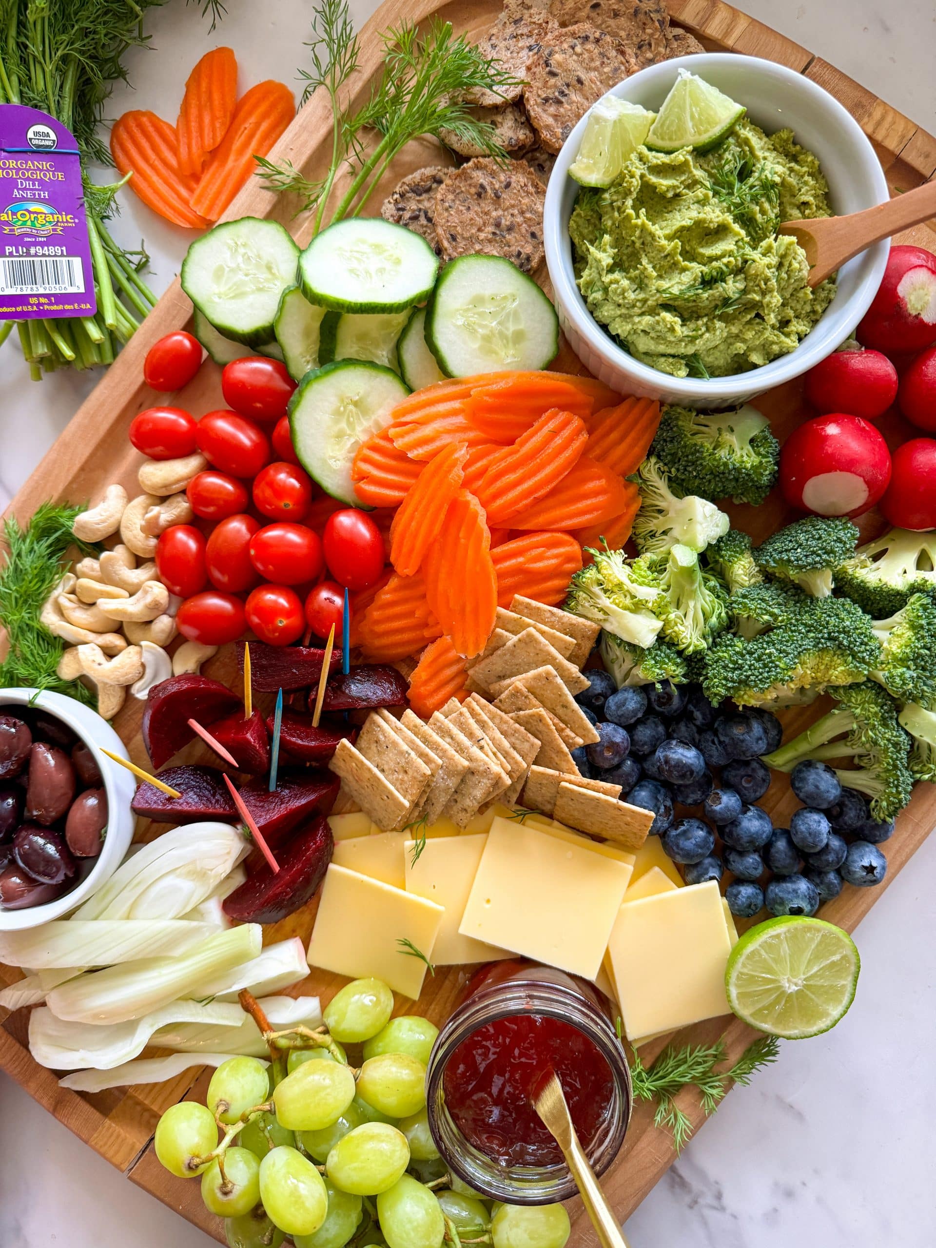 Veggie Charcuterie Board With Cilantro Hummus