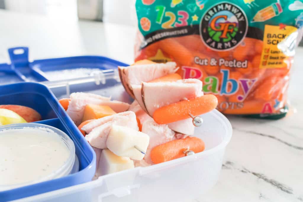 Carrot, Cheese & Turkey Skewers