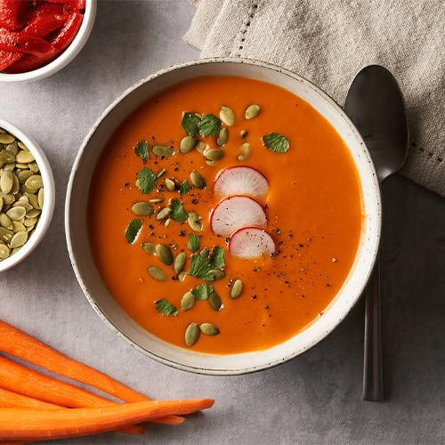 Roasted carrot red pepper soup